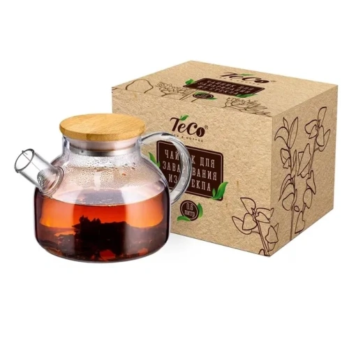 TECO чайник заварочный из стекла c крышкой из бамбука 600мл TC -210